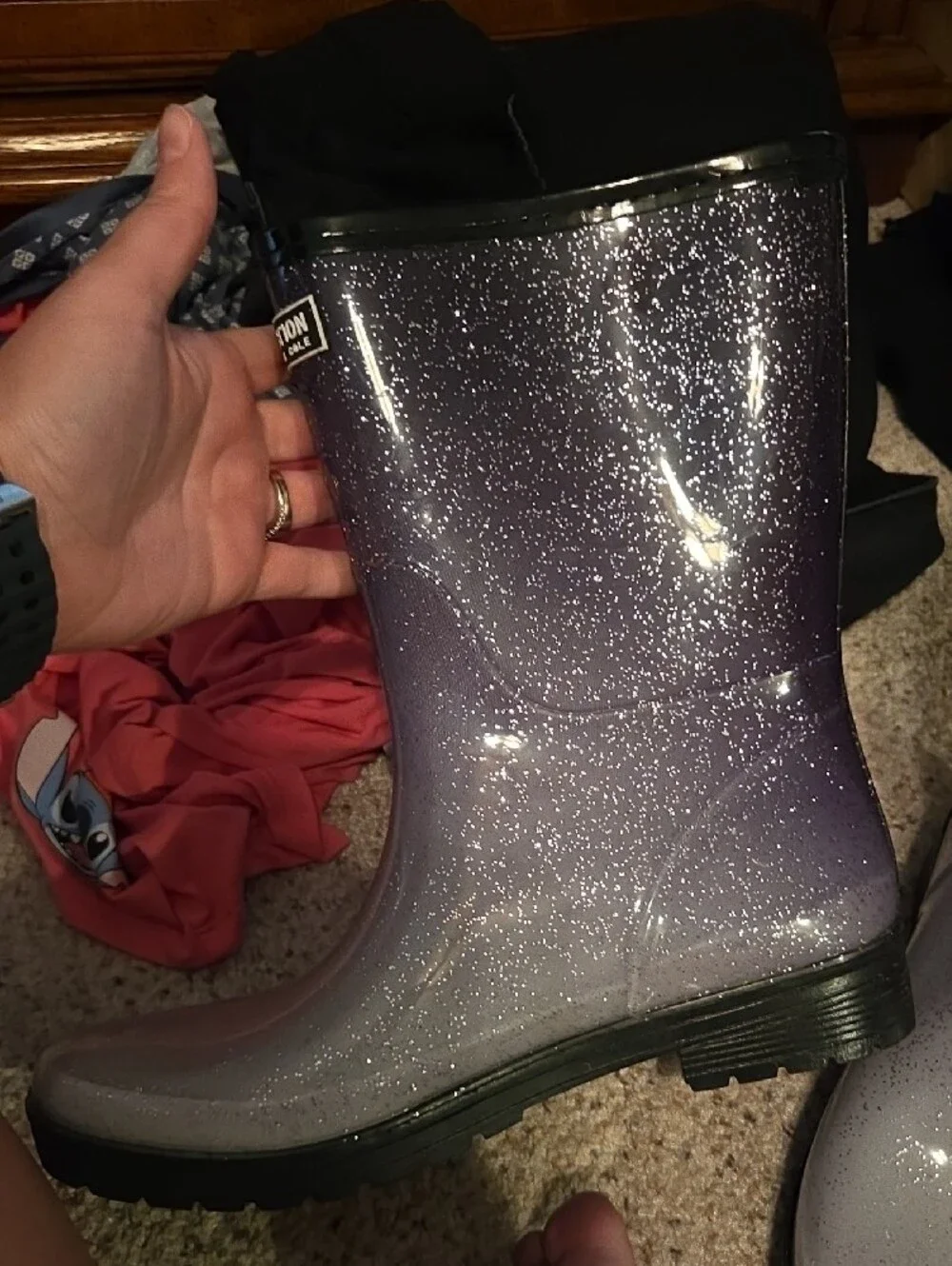 Reaction Kenneth Cole Glitter Ombre Rain Boots - Purple to Gray